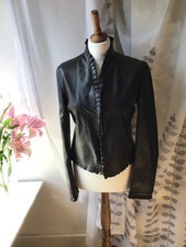 Emporio Armani Leather Jacket Black Size 42 12/14 Short Stylish