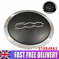 For Fiat 500 Alloy Wheel Cover Centre Cap Black And Chrome Silver 133mm 51884863