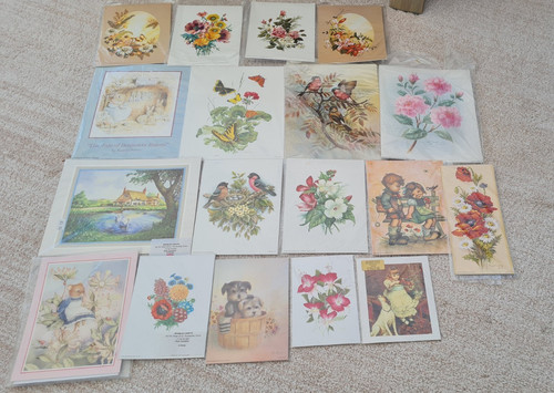 Assorted decoupage prints - decoupage,
