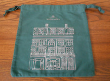SHOP, STORE FRONT fabric drawstring gift bag MOLTON BROWN dark green