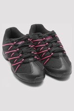 BLOCH Childrens Criss Cross Split Sole Dance Sneakers, Black & Pink, Size 4 UK