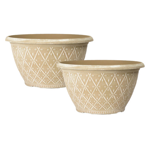Bowl planter 2pc round plastic - planter,