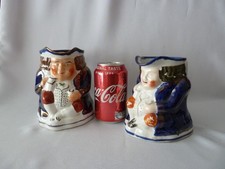 2x Antique Allertons Toby Jugs h15 and 13cm, Lots of Wear to One