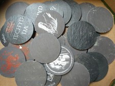 job lot of 200 85mm WELSH SLATE COASTERS over runs 2nds decoupage craft paint?
