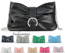 New Women's Designer Faux Leather Chain Clutch Bag Shoulder Bag Handbag Purse UK