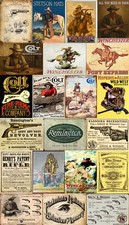 Multi-Listing Wild West cowboy western Old West metal plaques poster adverts