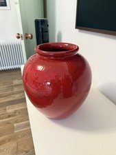 Large Red Glazed Ceramic Vase