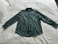 James Meade Vintage Teal Green Orange Peacock Liberty Shirt Size 18 Cotton