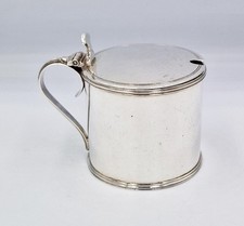 VINTAGE STERLING SILVER DRUM MUSTARD POT London 1965
