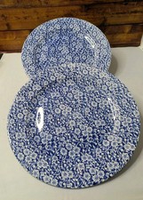 Set of 2 Churchill Blue/White Medium dinner plates (Wetherspoons) Vintage style 