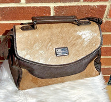 PATRICK COX Vintage Cow Hide fur Leather Large Designer Shoulder Hand Bag Tote