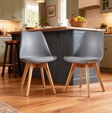 Tulip Dining Chair Eiffel Inspired Solid Wood Legs Padded Seat Comfortable UK