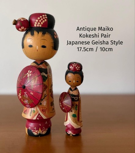Antique maiko kokeshi - kokeshi, red