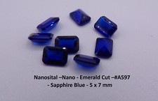 Nanosital - Nano  Gemstones EMERALD  Cut Loose Stones-Sapphire Blue - 5 x 7 MM