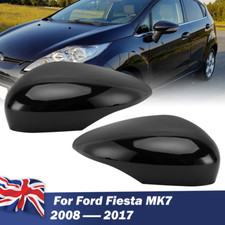 PAIR DOOR WING MIRROR COVER CAPS GLOSS BLACK FOR FORD FIESTA MK7 2008-2017 UK
