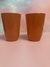 2x Vintage Orange 1970's Mepal Service 225 Melamine Tumblers Denmark Camping