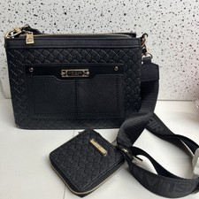 River Island Monogram Cross Body Bag In Black 23cm X 19cm X 9cm Brand New W/tags