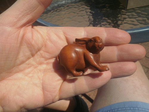 Hand carved wood netsuke - hand,