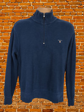 GANT NAVY PULLOVER JUMPER MEDIUM COTTON MENS HALF ZIP HIGH NECK SWEATER TOP 