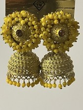 Indian Pakistani Jhumka Yellow Pearls Design Jhumki Costume Jewellery Bridal