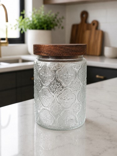 Storage jar embossed