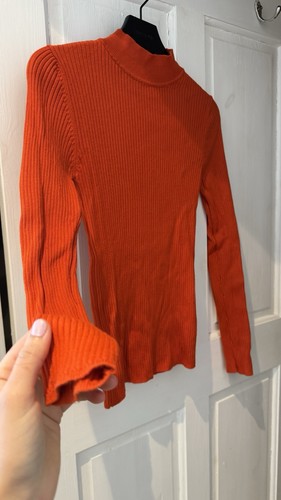 Vibrant red mock neck ribbed - mock-neck,