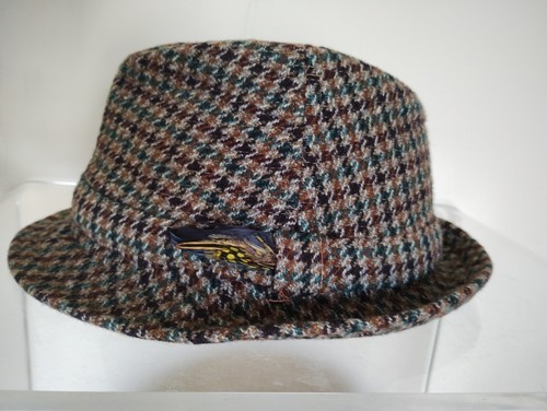 Vintage brown tweed fedora - vintage,