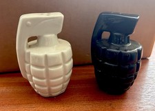 Thabto  Grenade Salt & Pepper Shakers  Black White New