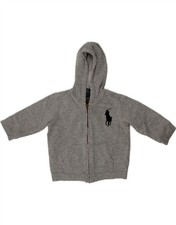 POLO RALPH LAUREN Baby Boys Zip Hoodie Sweater 9-12 Months Grey Classic CA07