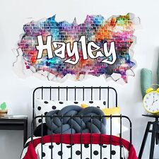 Graffiti Wall Sticker - Personalised Name Rainbow Broken Wall