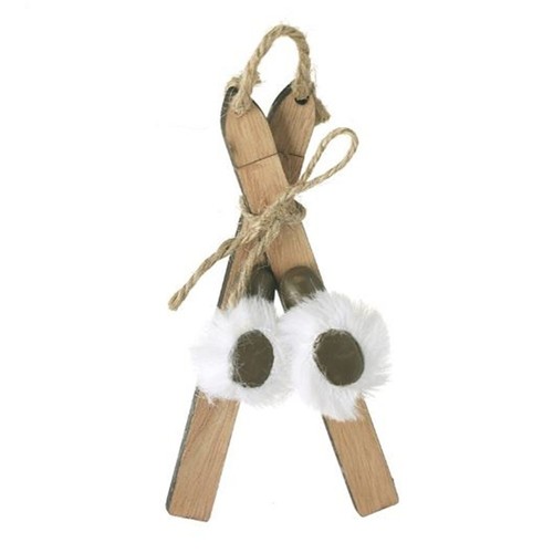 Wooden vintge skis bauble - vintge,