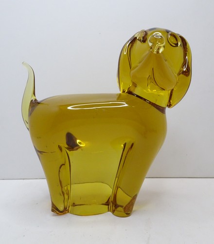 Vintage murano amber dog hand - amber,