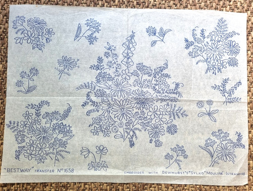 Vintage embroidery transfer - vintage,