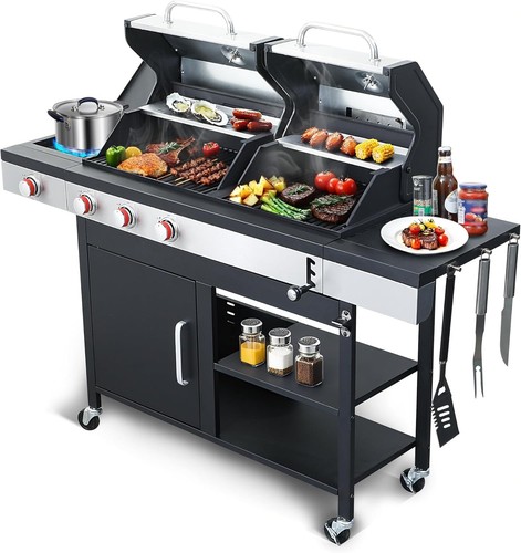 Gas charcoal grill combo - grill,