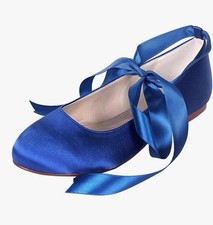 Blue Satin Ballerina Shoes
