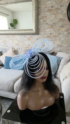 Baby blue large bow fascinator - bow,