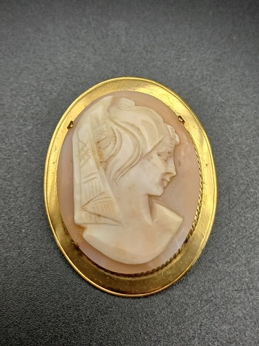 Vintage shell cameo brooch - cameo,