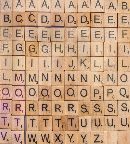 100 wooden tiles - 100, letters