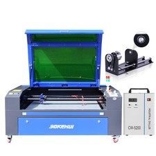 Autofocus 100W CO2 Laser Cutter Engraving Machine RECI Tube & CW-5200 & Rotary