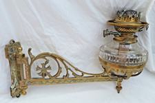 Victorian YOUNGS DUPLEX oil lamp wit crystal bowl on swinging brass wall bracket
