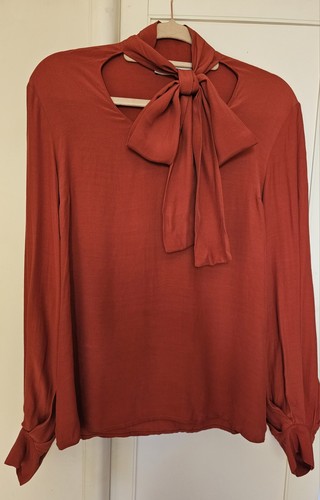 Trussardi rust pussybow shirt - rust,