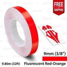 FLUORESCENT RED-ORANGE PIN STRIPE Car Striping TAPE Decal Adhesive Vinyl Sticker
