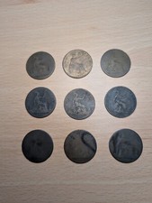 Lot of 9 Victorian Pennies