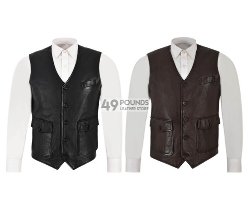 Men leather neck waistcoat - men's,