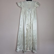 Vintage Christening Gown Dress Silk Parachute Babys Ivory Floral Lace Baptism 