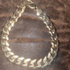 9ct Gold Mens Curb Bracelet  39.5 Grams , 10 Inches Long