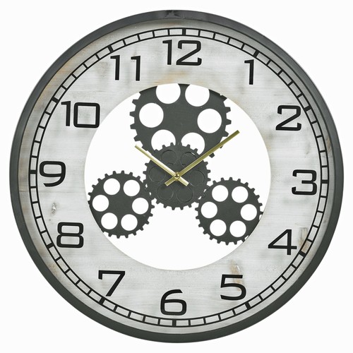 Large wall clock wood metal - large,