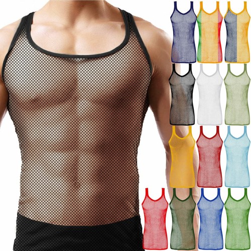 Mens string mesh net vests - mens,