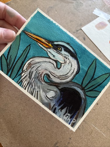 Watercolour heron original - watercolour,