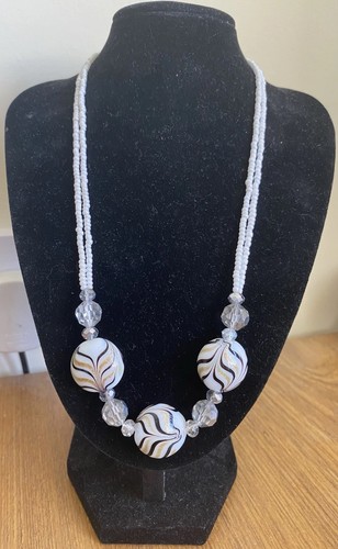 Murano style white stripy art - murano,